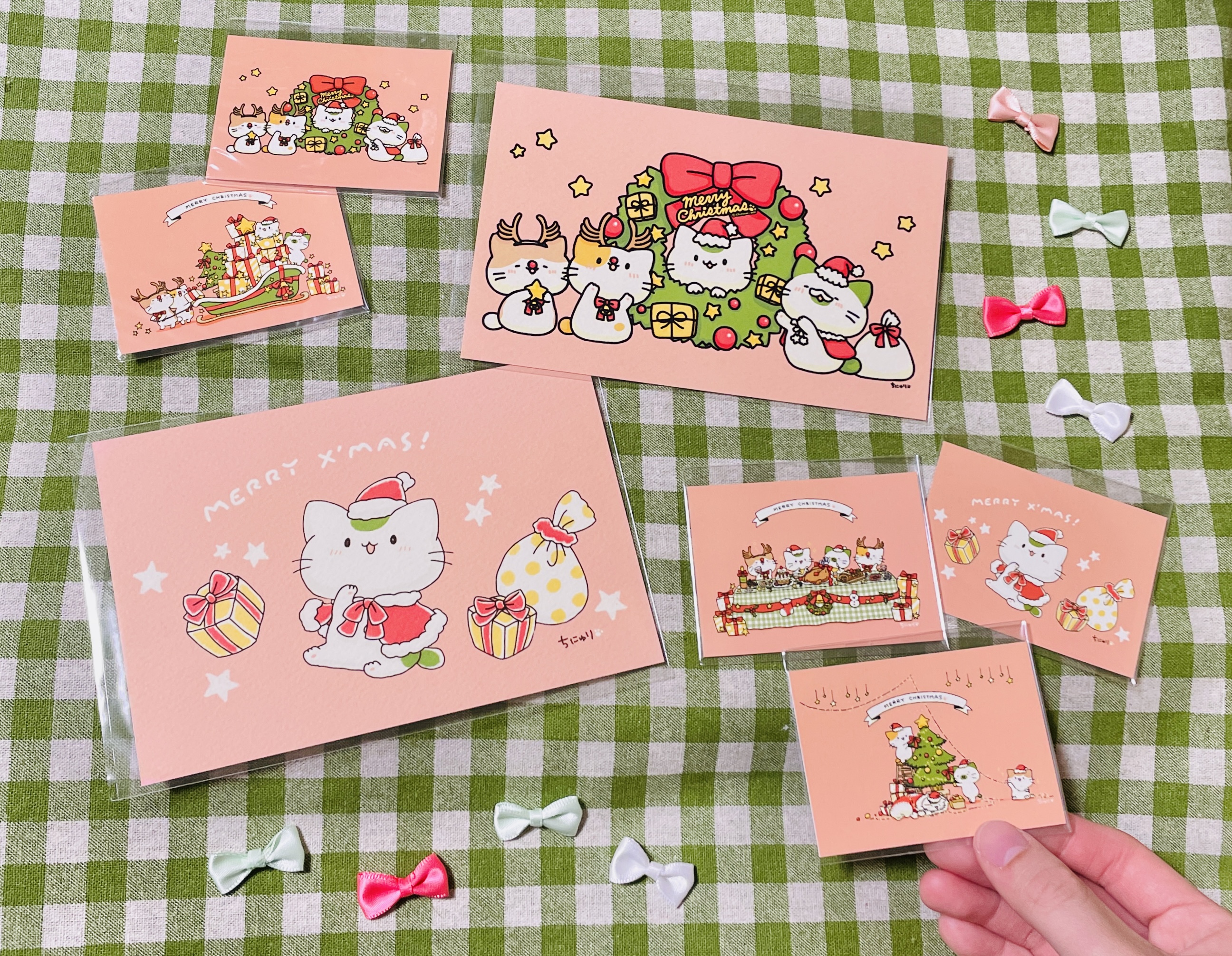 クリスマスポストカード、ミニカード,ちにゅり,¥180、¥280